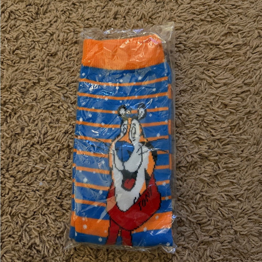 NWT Tony the Tiger Orange and Blue Striped Cartoon Socks